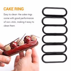 12 Pieces Oval Tart Rings Heat-Resistant Perforated Cake Mousse Ring Non Stick Bakeware Tart Mini Cake Mold Cake Rings