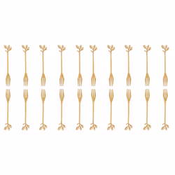 20 Pcs Stainless Steel Leaf Cake Fruit Forks Set Tasting Dessert Forks Kitchen Accessory Wedding Party Golden