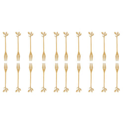 20 Pcs Stainless Steel Leaf Cake Fruit Forks Set Tasting Dessert Forks Kitchen Accessory Wedding Party Golden