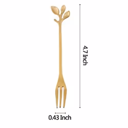 20 Pcs Stainless Steel Leaf Cake Fruit Forks Set Tasting Dessert Forks Kitchen Accessory Wedding Party Golden