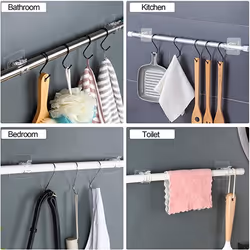 24PCS No Drill Curtain Rod Brackets Curtain Rod Holder Hooks Nail Free Curtain Rod Hooks Curtain Hangers for Home