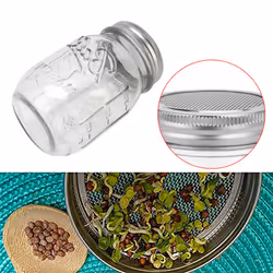 Sprouting Jar with Stainless Steel Screen Lid Wide Mouth Quart