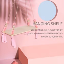 Wooden Wall shelf Hanging Children baby Nordic Style Wall Frame pink