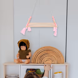 Wooden Wall shelf Hanging Children baby Nordic Style Wall Frame pink