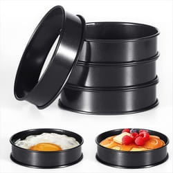 CNNOTEPAD 6Pcs Crumpet Rings 4 Inch Double Rolled Round Mold for Baking Cooking