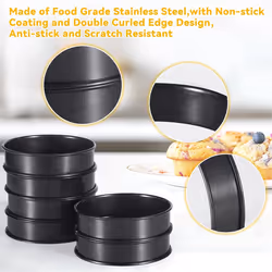 CNNOTEPAD 6Pcs Crumpet Rings 4 Inch Double Rolled Round Mold for Baking Cooking