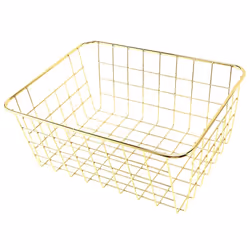 Nordic Style Metal Wire Storage Basket Cosmetic Organizer Holder Home Office Desk Toiletry Bathroom Shelf-Gold