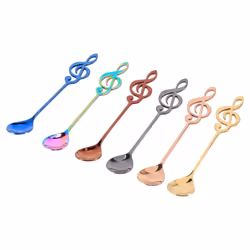 Music Note Spoons 6-Pack Cute Teaspoons 18/10 Stainless Steel Musical Notation Shaped Coffee Spoons
