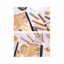 10 Pcs Vintage Strip Flower Lace Stamp DIY Wooden Rubber Stamps for Scrapbooking Stationery Scrapbooking Standard Stamp