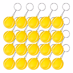 20 Pack Tennis Ball Yellow Keychains for Party Favors, School Carnival Reward, Party Bag Gift Fillers,Sports