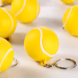 20 Pack Tennis Ball Yellow Keychains for Party Favors, School Carnival Reward, Party Bag Gift Fillers,Sports