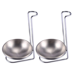 2X Stainless Steel Spoon Rest Holder,Long Handle Vertical Saving Soup Ladles Holders Ladle Rest Soup Ladle Holder