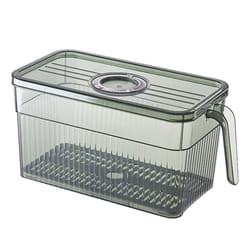 Refrigerator Storage Box Timekeeping Keep Food Organizer Box with Handle Transparent Material Green