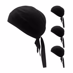 4 Pieces Sweat Wicking Head Wrap Helmet Liner Skull Cap Breathable Dew Do Rags for Outdoor Activities Black