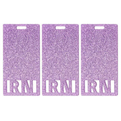 3 Pcs Registered Nurse RN Glitter Badge 5.7X11cm Badge Holder ID Badge Card for Nurse Coworkers Nursing Students Purple