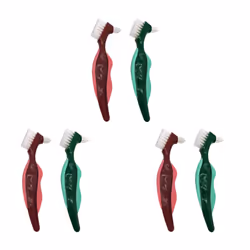 6 Pcs Premium Hard Denture Brush Toothbrush, Cleaning Brush, Multi-Layered Bristles &Portable Denture Double Sided Brush
