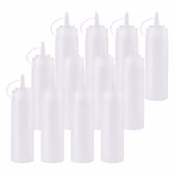 12 Pack 8 Oz Squeeze Squirt Condiment Bottles with Twist on Cap Lids for Sauce, Ketchup, BBQ, , Paint
