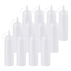 12 Pack 8 Oz Squeeze Squirt Condiment Bottles with Twist on Cap Lids for Sauce, Ketchup, BBQ, , Paint