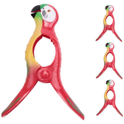 4Pcs Beach Towel Clips for Loungers, Parrot Bird Towel Clips Windproof Clothes Hanging Peg Quilt Clamp Holder