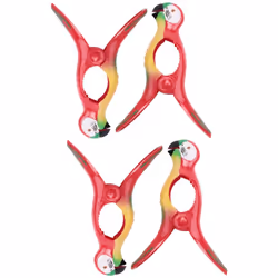 4Pcs Beach Towel Clips for Loungers, Parrot Bird Towel Clips Windproof Clothes Hanging Peg Quilt Clamp Holder
