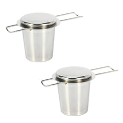 2Pc Stainless Steel Tea Infuser Filter Long Handle Folding Tea Strainer Reusable Tea Filter Basket for Brewing Leaf Tea