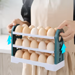 New Refrigerator Egg Storage Box Rotating Fridge Egg Holder Case Space-Saving Egg Organizer Container Green