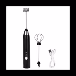 3In1 Portable Electric Foam Maker Handheld Foamer High Speeds Drink Mixer Coffee Frothing Wand Black