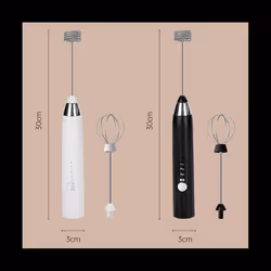 3In1 Portable Electric Foam Maker Handheld Foamer High Speeds Drink Mixer Coffee Frothing Wand Black