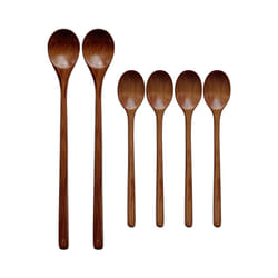 Cooking Utensils Wooden Spoon, Long Handle Mixing Wooden Spoon 6-Piece Kitchen Utensil Mixing Set
