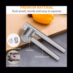 Garlic Press [Premium] 304 Stainless Steel Mincer Crusher Chopper & Peeler Set Rust Proof Anti-Corrosion Dishwasher