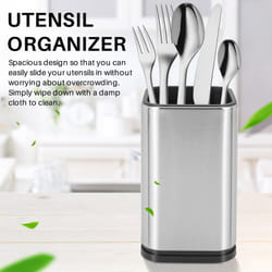 Stainless Steel Kitchen Utensil Holder Kitchen Cutlery Storage Utensil Organizer Modern Rectangular Design 17x10cm