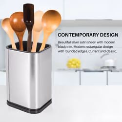 Stainless Steel Kitchen Utensil Holder Kitchen Cutlery Storage Utensil Organizer Modern Rectangular Design 17x10cm