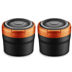 2X Portable Ashtray with LED Light Auto Cup Holder Ash Tray for Car Smokeless Ashtrays Car Accessories,Black+Orange