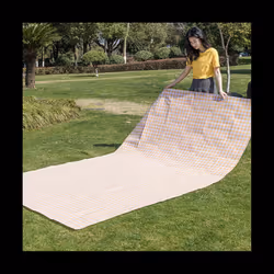 Picnic Mat Camping Hiking Portable Beach Blanket Folding Camping Mat Waterproof Lawn Camping Equipment,Yellow 2X1.8M
