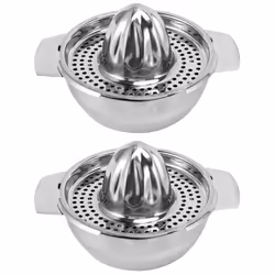 2X Stainless Steel Juice Reamer Glass Manual Juicer Orange Lemon Squeezer