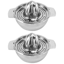 2X Stainless Steel Juice Reamer Glass Manual Juicer Orange Lemon Squeezer