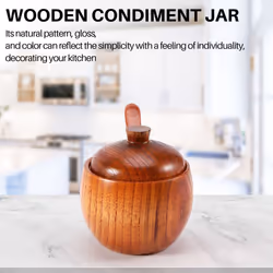 2Pcs Spice Jar Seasoning Can Sugar Bowl with Lid Spoon Wood Spice Storage Box Sugar Pot Salt Jars Kitchen Storage Container