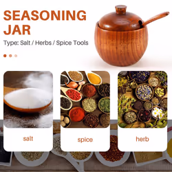 2Pcs Spice Jar Seasoning Can Sugar Bowl with Lid Spoon Wood Spice Storage Box Sugar Pot Salt Jars Kitchen Storage Container
