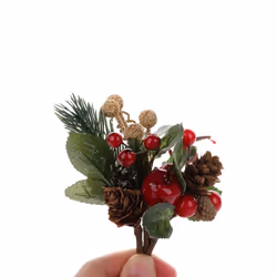 30Pcs Red Christmas Berry and Pine Cone Picks with Holly Branches for Holiday Floral Decor Flower Crafts