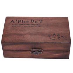 Rubber Stamp Alphabet Number Wooden Box Set Print Style Wood 70PCS