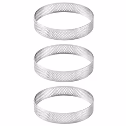 3X 20cm Round Stainless Steel Cake Hole Molds Mousse Cake Tart Ring Pizza Dessert DIY Decor Mould Kitchen Baking Tool