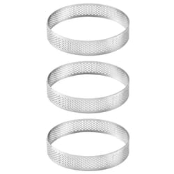 3X 20cm Round Stainless Steel Cake Hole Molds Mousse Cake Tart Ring Pizza Dessert DIY Decor Mould Kitchen Baking Tool