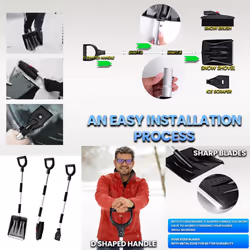 3-In-1 Snow Shovel Set Collapsible Snow Brush Scraper Winter Snow Removal Kit Car Ice Scraper Windshield Scraper Silver