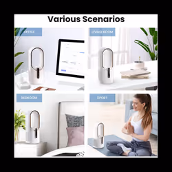 Desk Fan Bladeless, Office Fan Small Cooling Fan Portable Silent Fan Type-C Charging for Office, Living Room, Bedroom
