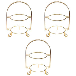 3X Metal Cake Stand Double-Layer Arch-Shaped Golden Fruit Dessert Rack Wedding Birthday Party Decoration Stand Gold