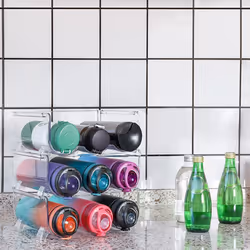 4 Pack Water Bottle Organizer, Storage Holder for Kitchen Organization, Fridge, Pantry, Cabinet, Cup Rack Shelf