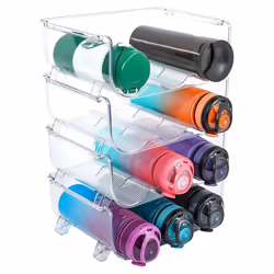 4 Pack Water Bottle Organizer, Storage Holder for Kitchen Organization, Fridge, Pantry, Cabinet, Cup Rack Shelf