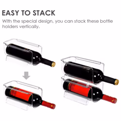 8Pcs Refrigerator Wine Holder,Clear Stackable Plastic Wine Rack Storage Water Bottle Organizer Water Bottle for Fridge