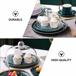 2X Cake Stand Cake Plate Server with Dome Dessert Cake Cover Butter Dish Dome Tray Plate Fruit Platter 6- Inch