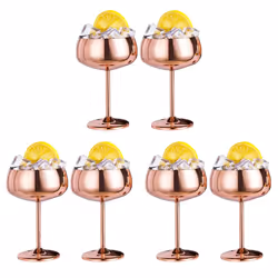 Copper Coupe Champagne Glasses 6 Stainless Steel Vintage Martini Cocktail Glass Wine Goblet